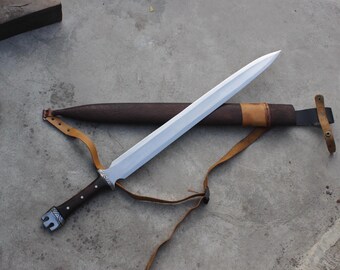 Handmade Viking Sword - 24 Inch Water-Tempered Blade, Rose Wood Handle