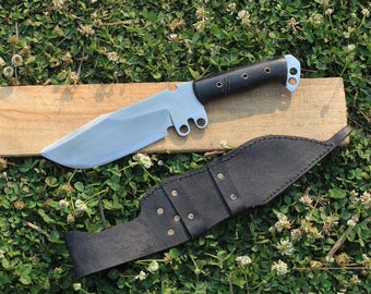 Handmade Nepalese Bowie Knife - 8 Inch 5160 Steel Blade, Rosewood Handle