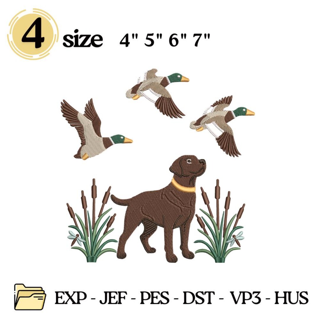 Hunting Dogs Patterns Duck Hunting Dog Embroidery Design, Labrador Retriever With Ducks ...
