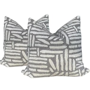 Taupe and Ivory Chenille Pillow Covers - A Pair