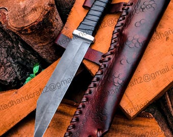 Handmade Viking Seax Knife: High Carbon Steel Blade, Leather Sheath
