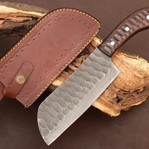 Custom Handmade Full Tang Carbon Steel Cleaver Chopper Knife With Rose Wood Handle, Meat Cutting Knife butcher knives gift for Christmas ,