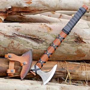 RAGNAR VIKING AXE Forged Camping Axe with Rose Wood Shaft, Viking Gifts, Viking Bearded, Custom Gift, Easter Gift For Him