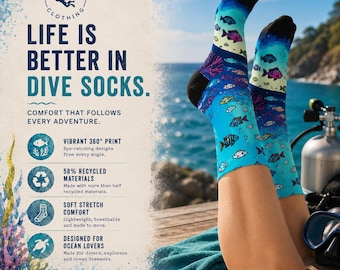Socken mit Korallenriff-Motiv – Umweltfreundliche Mode, perfektes Geschenk für Meeresliebhaber, stylische Strandmode, nachhaltige Socken für jeden Tag, farbenfrohes Korallenmuster