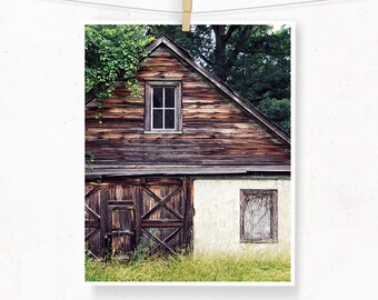 Rural Decay Photography, Abandoned House Cottage, Dark Brown Rustic Woodland Decor, Farmhouse Moody, Fine Art Print, Cottage Style Art Print