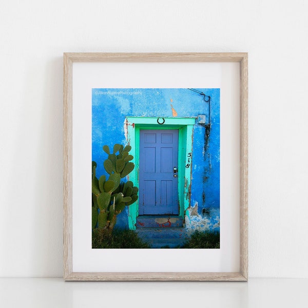 Blue Door Photography, Tucson Photograph, Southwestern Decor, Arizona, rustic door, door picture, turquoise blue door, teal blue, aqua