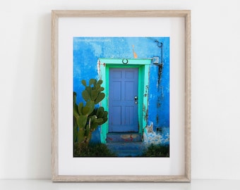 Blue Door Photography, Tucson Photograph, Southwestern Decor, Arizona, rustic door, door picture, turquoise blue door, teal blue, aqua