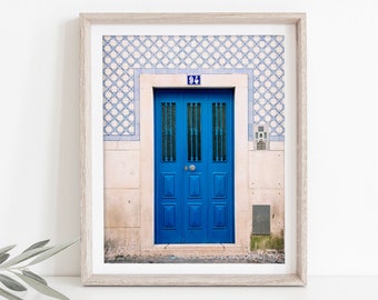Blue Door, Lisbon, Portugal Photography, Travel Photo, Colorful Door, Tile Photograph, Fine Art Photograph, Pretty Door Art, Lisbon Tile