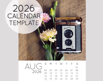 2026 Calendar Template, 5x7 loose sheet 12 month calendar, Downloadable calendar file, 2026 DIY Calendar Minimal Modern Template Download