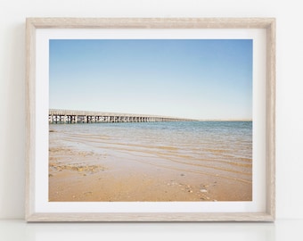 Beach Photography, Ocean Landscape, Duxbury Massachusetts, Duxbury Beach, Boardwalk Bridge, Minimalist, Minimal Art Print, Beach Print