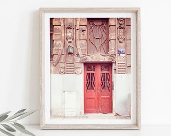 Red Door Photograph, Krakow, Poland Photography, Rustic, Architecture, Travel Photograph, Door Picture, Entryway, Foyer Art, Old Door Print