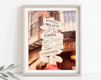 Italy City Signs Photograph, Street Signs, Boston Photography, Map, City Print, Lead me to Italy, Italy City Names, Sign Photography