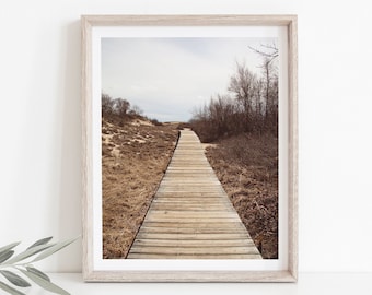 Beach Photography, Plum Island Massachusetts, Boardwalk, Minimalist, Minimal Art Print, Beach Entrance, Nature Landscape