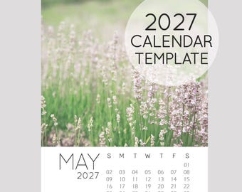 2027 Calendar Template, 5x7 loose sheet 12 month calendar, Downloadable calendar file, 2027 DIY Calendar Minimal Modern Template Download