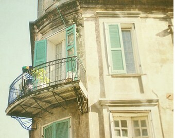 New Orleans Photography, Pastel Architecture Photography, Mint and Tan, Whimsical, French Quarter, Window Photography, Historic, Travel