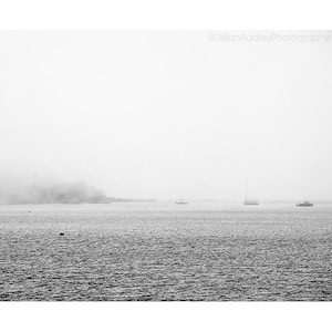Black and White Photography, Large Minimalist Art, Large Ocean Art, Seascape, Home Decor, New England, Fog, Coastal Wall Art, Powder Room