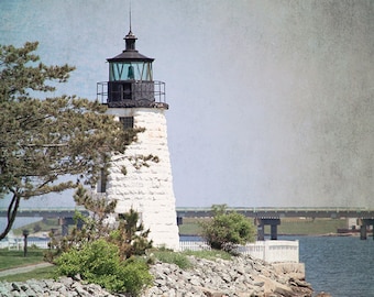 Lighthouse Photography, Rhode Island Photograph, Newport, Lighthouse Picture, Vintage Style, Nautical, Coastal, Ocean, Seaside, Beach Decor
