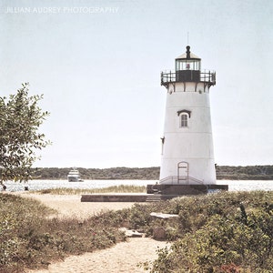 Lighthouse Photography, Martha's Vineyard, Nautical Coastal Decor, Summer Photograph, Seaside Beach Decor, Rustic, New England Travel Art image 1