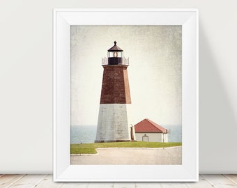 Point Judith Lighthouse, Lighthouse Photograph, Lighthouse Decor, Rhode Island, New England Lighthouse, Nautical Decor, Coastal Art Cottage