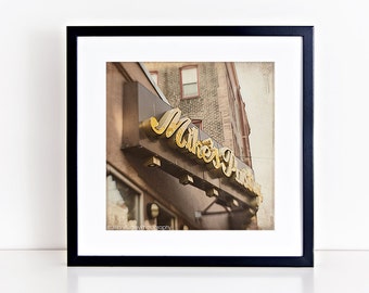 Photography, Kitchen Art, Mike's Pastry Shop Photograph, Boston Photography, Mustard Yellow, Retro, Mid-Century Modern, Square Photograph