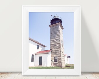 Modern Lighthouse Photography, Rhode Island, Lighthouse Picture, Geometric, Historic Lighthouse, Nautical Decor, Pastel, Seaside, Coastal