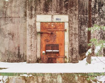 Decay Photography, Red Door Photograph, Abandoned Photo Print, Bunker Photograph, Urban Decay, Rural Decay, Old Places, Urbex Art