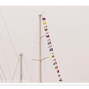 Modern Minimalist Photography, Nautical Flags Photograph, Boat Photo, Gray White Summer, Nantucket Boating, Geometric Abstract Art image 1