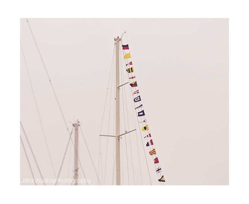 Modern Minimalist Photography, Nautical Flags Photograph, Boat Photo, Gray White Summer, Nantucket Boating, Geometric Abstract Art image 2