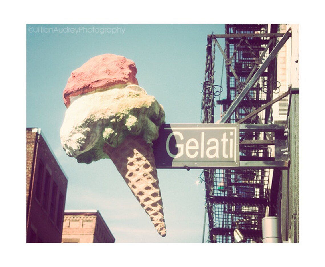 Gelati Ice Cream Cone Photograph, Boston Photography, Retro Wall Décor