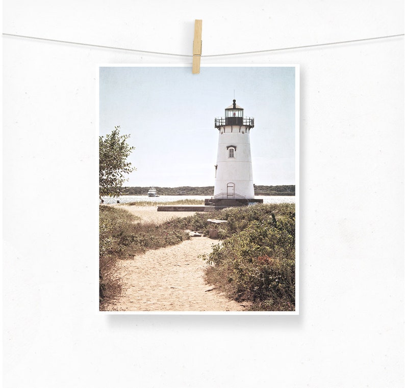 Lighthouse Photography, Martha's Vineyard, Nautical Coastal Decor, Summer Photograph, Seaside Beach Decor, Rustic, New England Travel Art image 2