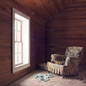 Decay Photography, Window Photograph, Abandoned Farmhouse, Couch and Window, Seat, Moody Photography, Mysterious, Dark, Urbex Art Print