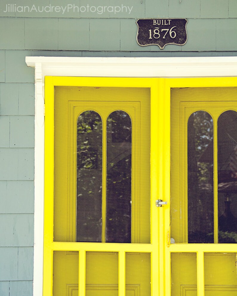 Neon Yellow Door Photography, Architecture, Bright Colorful Pop Photograph, Architectural, Geometric Modern, Martha's Vineyard Picture image 4