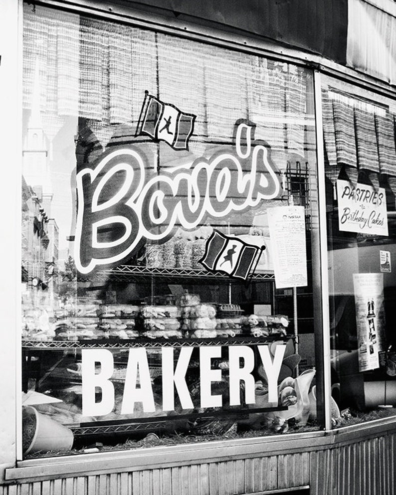 Black and White Bakery Photograph, Bova's Bakery, Boston Photography