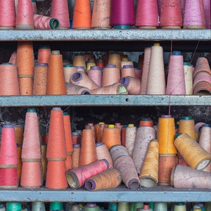 Rainbow Threads Photography, Spools of Thread Vintage Sewing Decor, Colorful Bright, Abandoned Factory Urban Decay, Clothing Industrial image 2