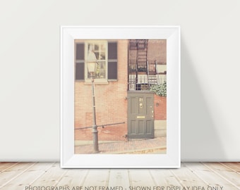 Boston Photography, Pastel, Soft Door Photography, Beacon Hill, Pretty Whimsical Art Print, Historical Architecture, City Street Brick