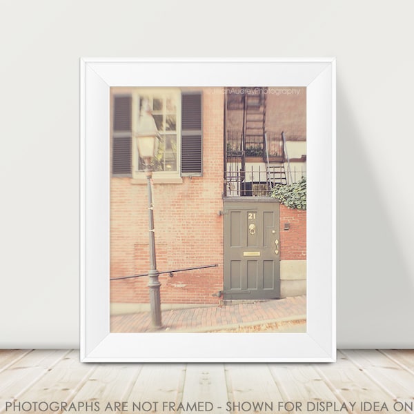 Boston Photography, Pastel, Soft Door Photography, Beacon Hill, Pretty Whimsical Art Print, Historical Architecture, City Street Brick