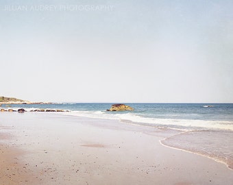 Beach Photography, Ocean Landscape, Nature, Rhode Island, Coastal, Beach Picture, Pastel, Teal Blue, Turquoise, New England, Nautical, Sea