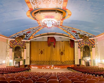 Fotografía de teatro abandonada, fotografía de decadencia urbana, Urbex, teatro Lansdowne, teatro antiguo, arquitectura histórica, Art Déco, Vintage Retro