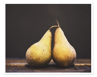 Food Photography, Bosc Pears Photography, Dark Moody, Still Life Photograph, Kitchen Decor, Food Art, Rustic Farmhouse, Cottage Chic