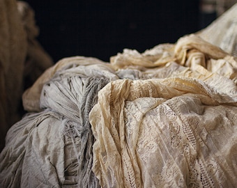 Dark Abandoned Photography, Cream Beige Neutral Wall Art, Lace Photograph, Textile Industrial Urban Decay, Scranton Lace Company, Moody