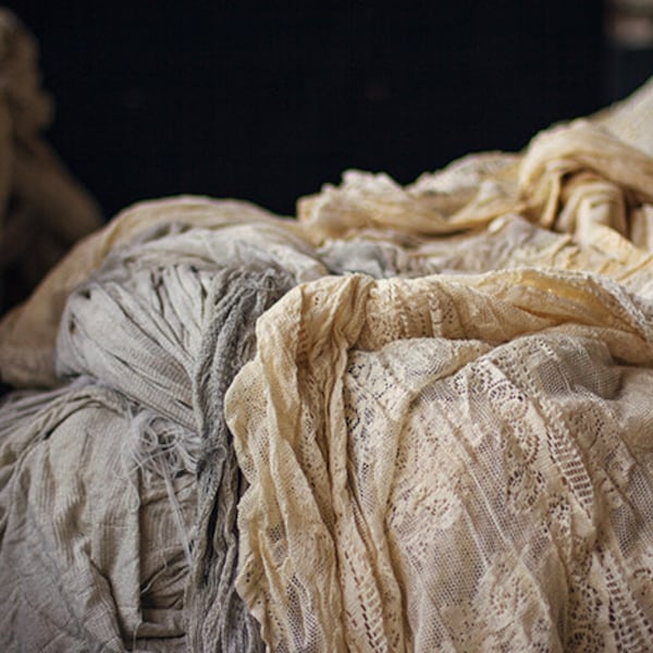 Dark Abandoned Photography, Cream Beige Neutral Wall Art, Lace Photograph, Textile Industrial Urban Decay, Scranton Lace Company, Moody