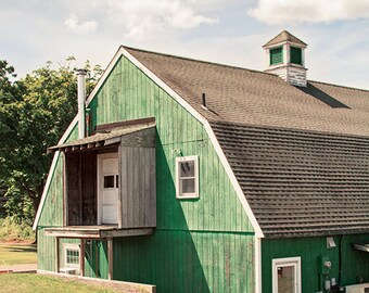 Green Barn Photograph, Emerald Barn, Barn Photography, Country Cottage, Rustic Photography, New England Barn, Barn Picture, Farm Photograph