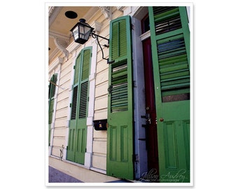 French Quarter Doors, Green Doors Photography, New Orleans photography, architecture print, doorway, Mardi Gras green, green door picture