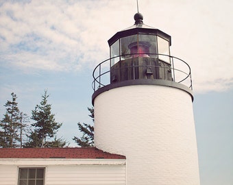 Maine Lighthouse Photography, Coastal Maine Decor, Architecture Photograph, Minimal Historical, Cream White Neutral Decor, Cottage Coastal