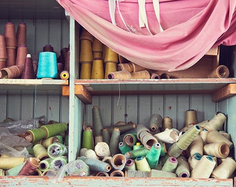 Decay Photography, Colorful Spools of Thread Photograph, Sewing Photography, Abandoned Building, Urban Decay, Bright Colorful, Rainbow