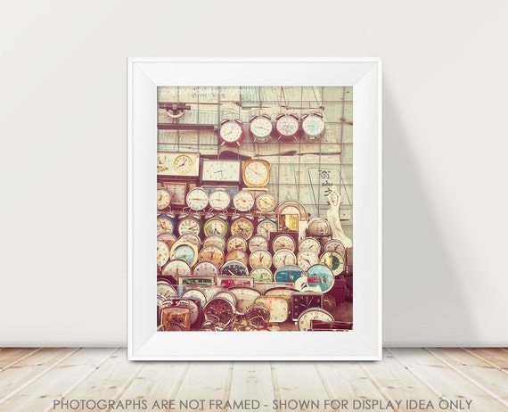 Beijing Travel Photography, Retro Home Decor, Alarm Clock Photography, Still Life Print, Vintage Style, Whimsical Print, Mid-Century Modern