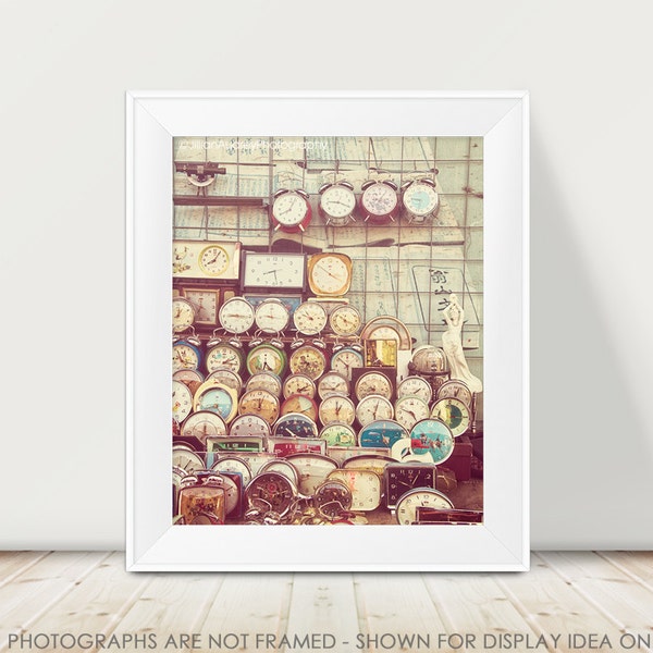 Beijing Travel Photography, Retro Home Decor, Alarm Clock Photography, Still Life Print, Vintage Style, Whimsical Print, Mid-Century Modern