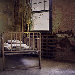 Decay Photography, Dark Haunted, Abandoned, Forgotten Place, Old Bed, Dark Window, Spooky Home Decor, Moody, Halloween Art, Urbex Photograph
