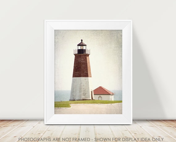 Point Judith Lighthouse, Lighthouse Photograph, Lighthouse Decor, Rhode Island, New England Lighthouse, Nautical Decor, Coastal Art Cottage