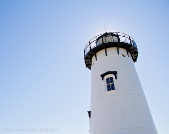 Minimal Modern Lighthouse Photography, Nautical Photography, Beach Decor, Minimalist Art, White and Blue, Summer, Martha's Vineyard